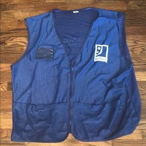 Blue Utility Vest with V-Neck and Durable Fabric